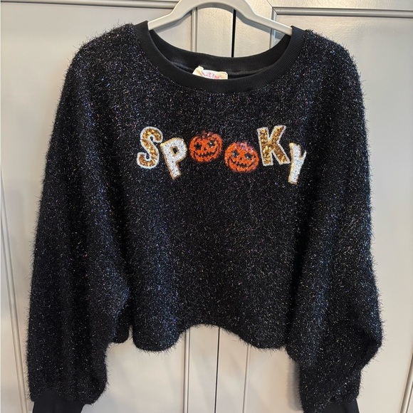 Peach Love California Tops - Peach Love Spooky long sleeve shimmery top sz LG Halloween